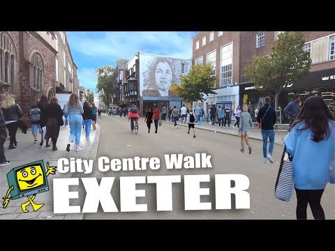 EXETER Devon UK October 2021 – Busy Saturday in Exeter City Centre – 4K Walk