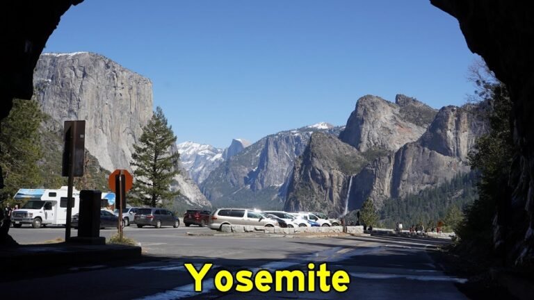 Driving into the World-Famous Yosemite Valley in Yosemite National Park, California